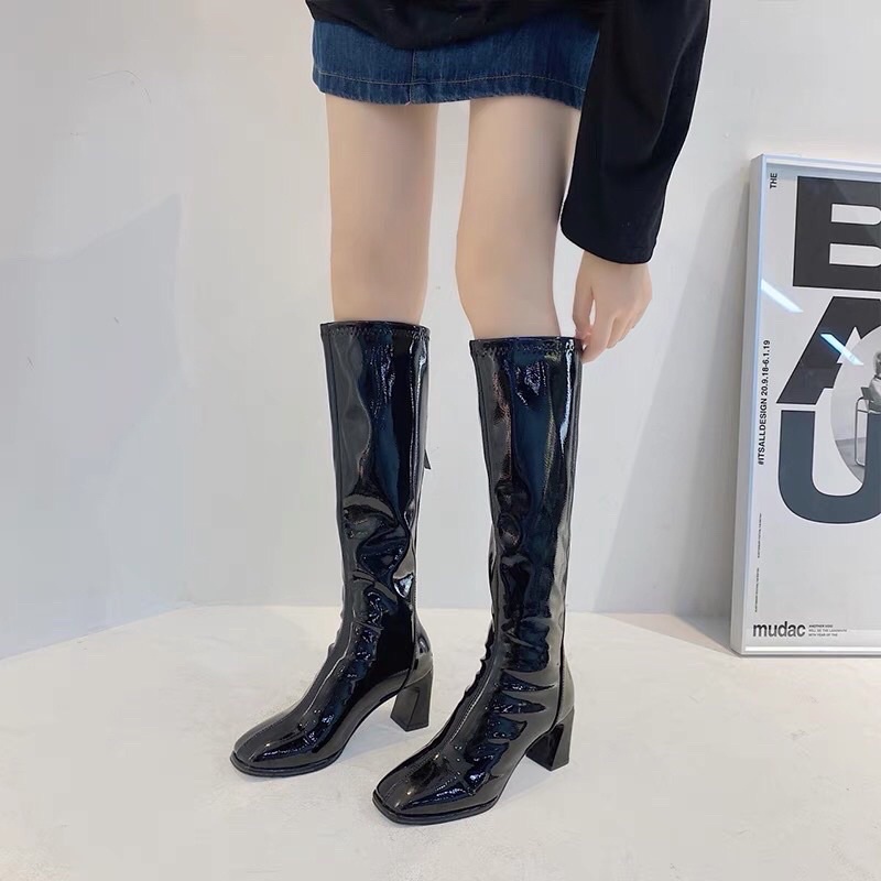 Bốt đùi nữ cao cổ da bóng hàng qc thời trang cao cấp