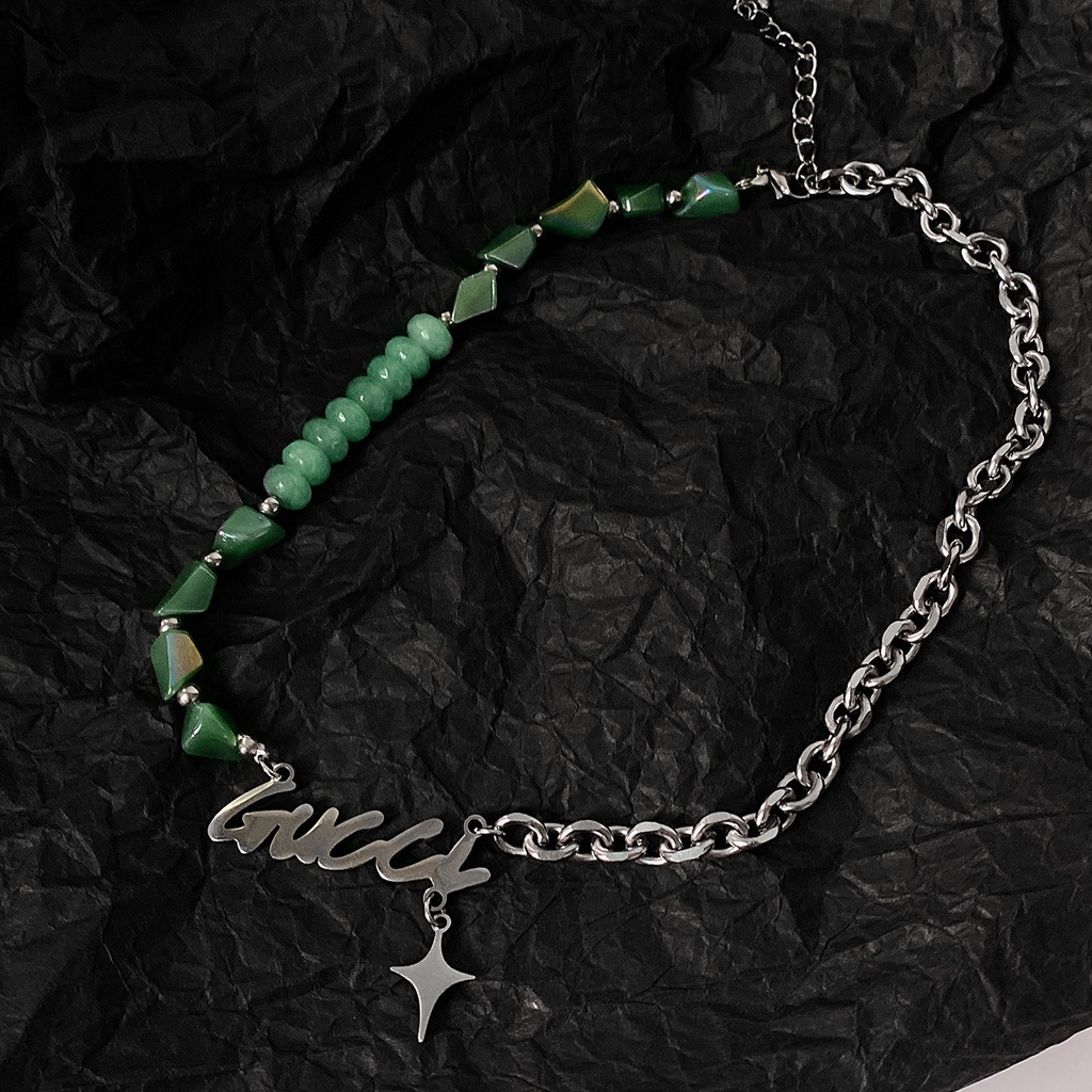 Vòng cổ nam nữ titan màu bạc ngọc Kuuclothes độc đáo cá tính phong cách đường phố - Dây Chuyền chuỗi G Chain