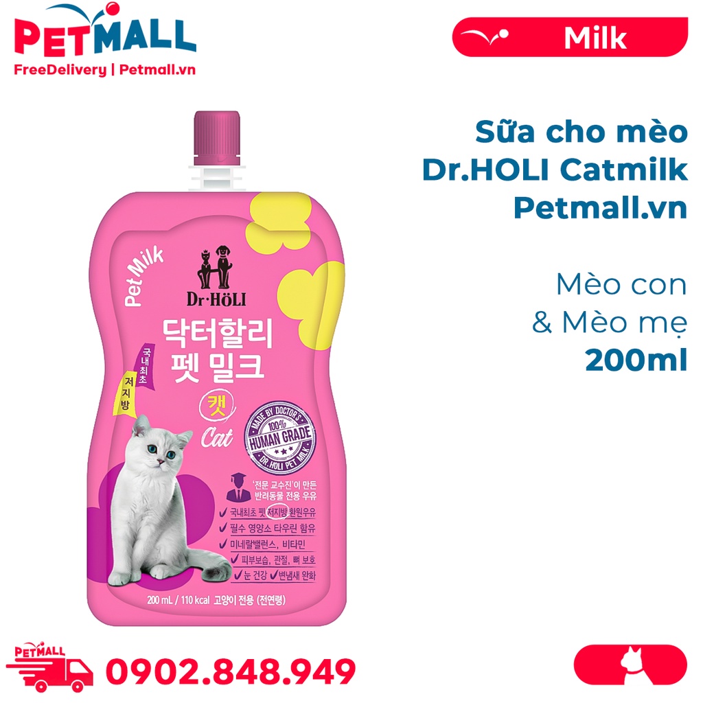 Sữa cho mèo Dr.HOLI Catmilk 200ml - Dành cho mèo con & mèo mẹ Petmall thumbnail