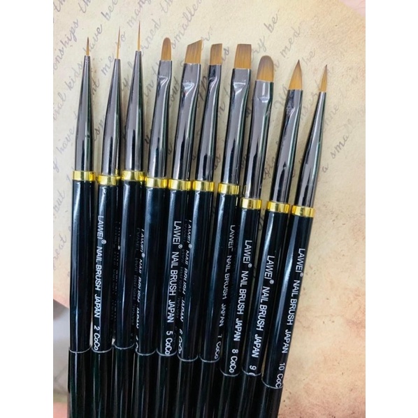 Set bộ cọ 10 cây nail Lawei Chính Hãng chuyên dụng vẽ móng