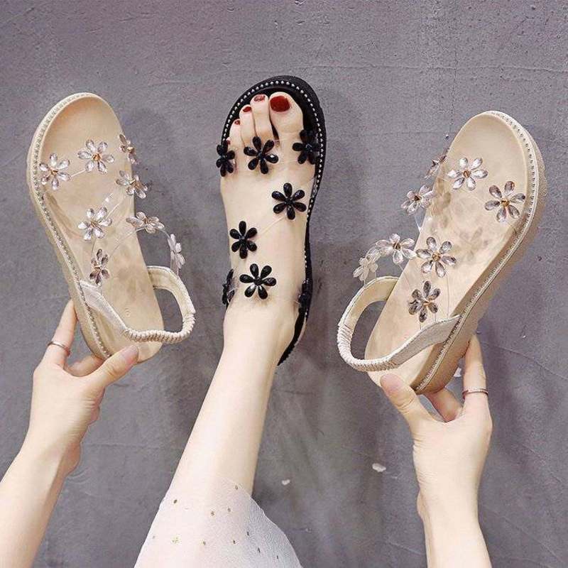 Giảm Giá Dép Sandal Đế Xuồng Thời Trang Hàn Quốc Cho Nữ Kasut Peremuan Peremuan Perlipar perempuan cantik mura