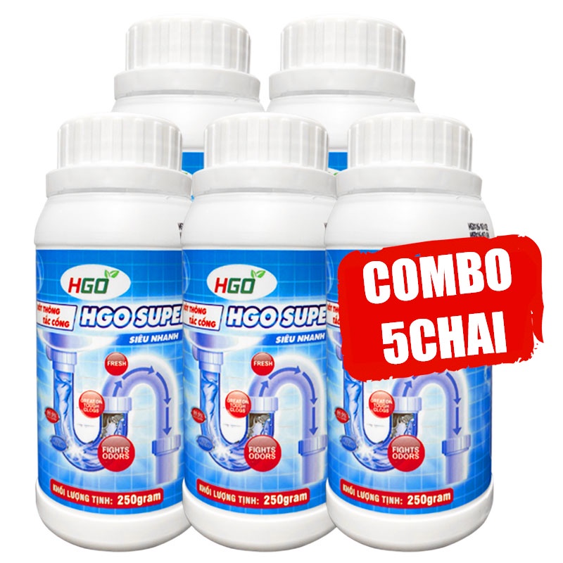 [COMBO 5] Bột thông cống HGO SUPER siêu nhanh siêu mạnh siêu an toàn