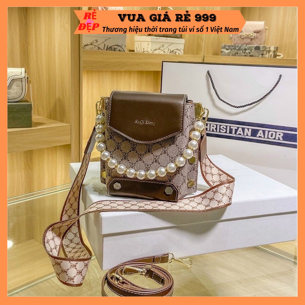 Túi đeo chéo nữ đựng điện thoại phối dây ngọc cao cấp đẹp đi chơi thời trang hàn quốc DC432