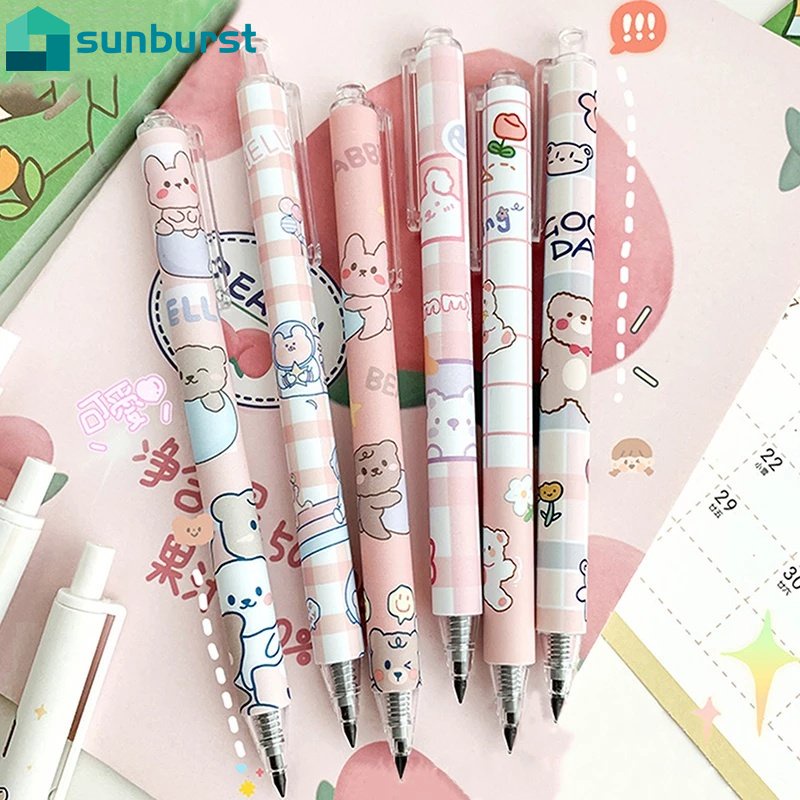 Bút Chì Bấm Chống Chảy Xệ Họa Tiết Hoạt Hình Dễ Thương Có Thể Thay Thế Tiện Dụng Cho Văn Phòng