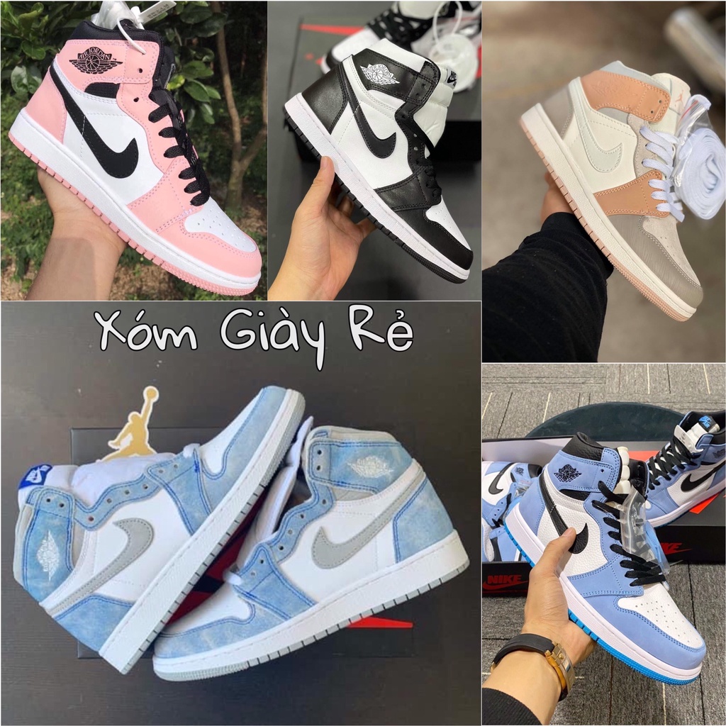 Giày thể thao jordan 1 đen trắng xanh nỉ các màu , Giày JD1 cổ cao các mẫu mới 2022 cực chất full box bill