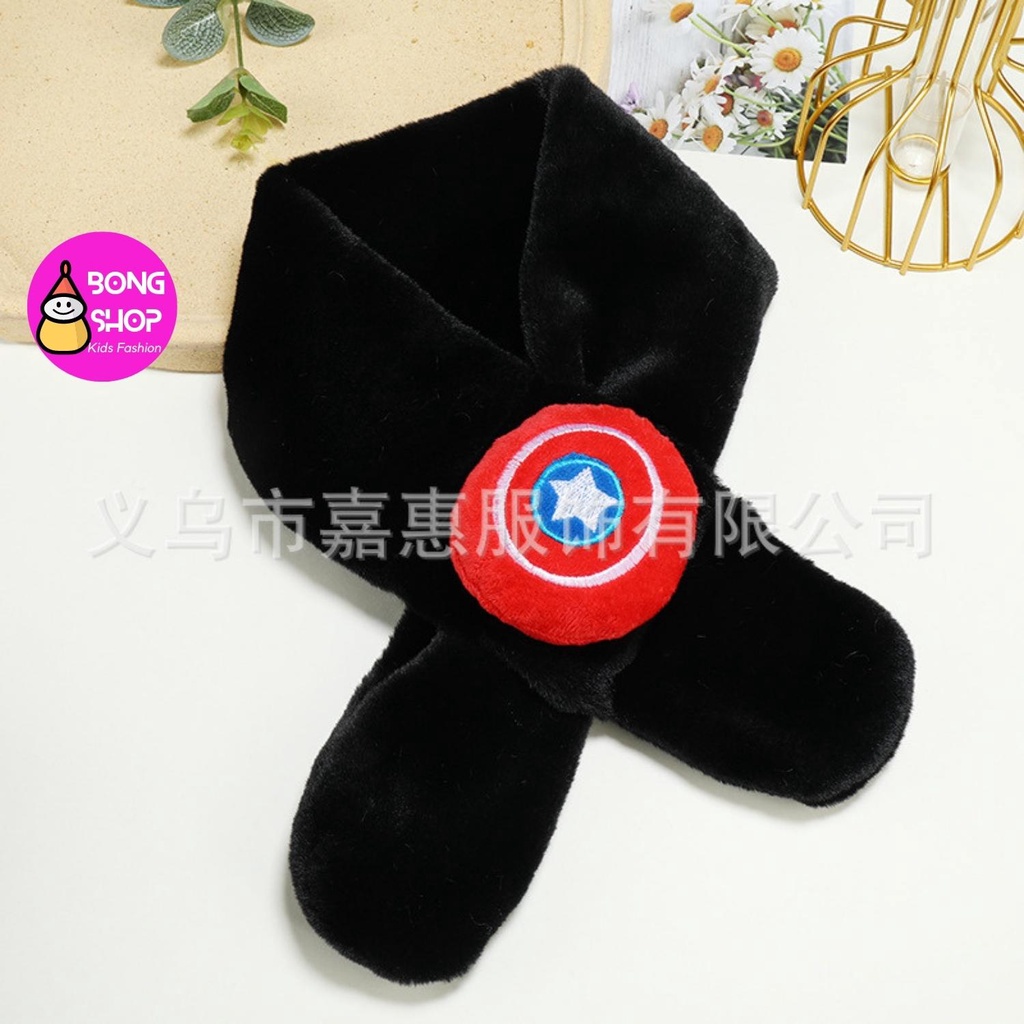 Khăn quàng cồ lông thỏ siêu nhân cho bé trai siêu mềm