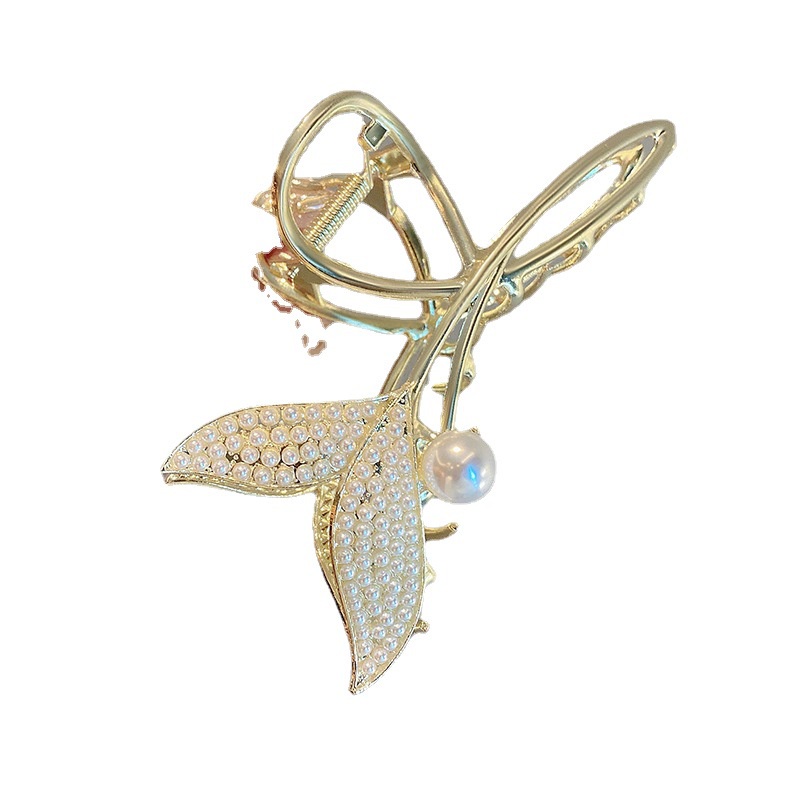 Kẹp Tóc Đuôi Cá Đính Đá Ngọc Trai Phong Cách Mới 2022