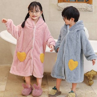 Áo choàng ngủ vải lông cừu san hô dày dặn chống đá thời trang thu đông cho bé