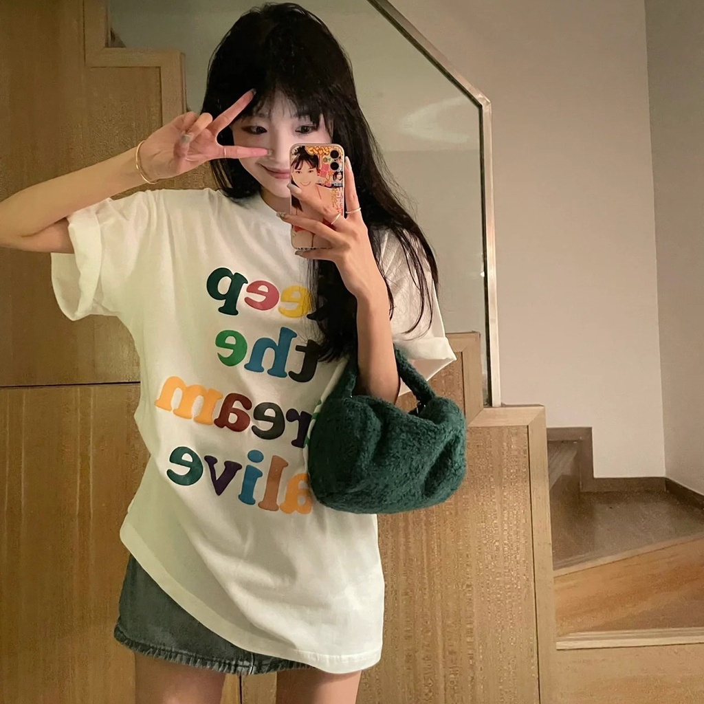 NRVP Áo Thun Unisex Mùa Hè Dáng Suông Tay Cộc Phong Cách Hàn Quốc Cho Nam Nữ