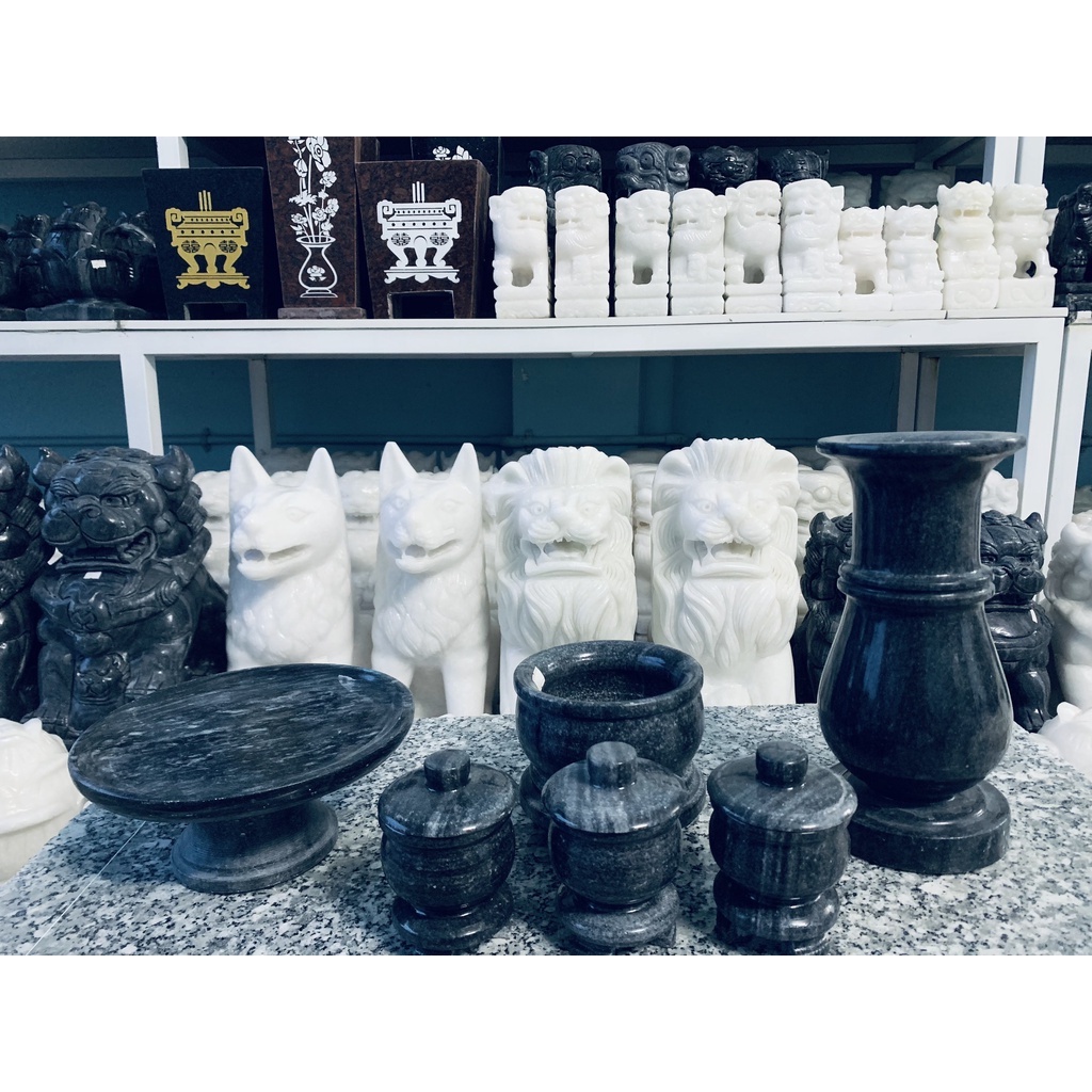 Bộ đồ thờ cúng đá vân đen