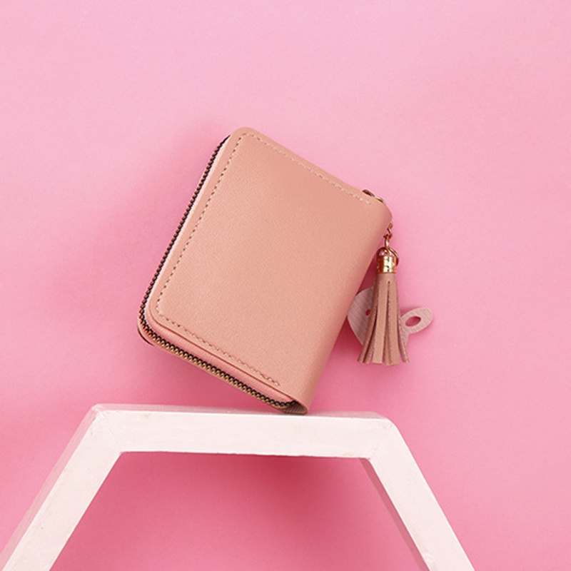 Ví Ngắn Có Khóa Kéo Phối Màu Sắc Tương Phản Phong Cách Hàn Quốc Thời Trang Cho Nữ