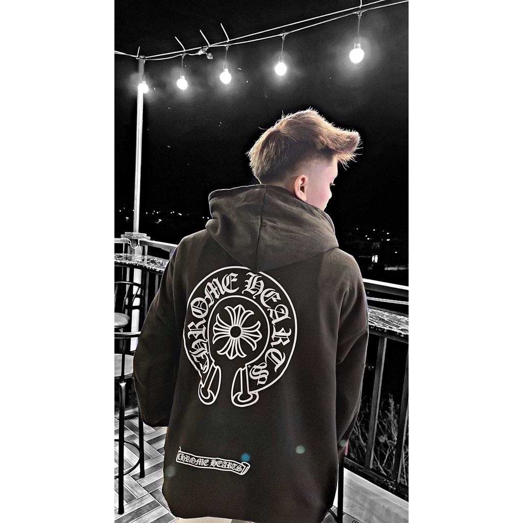 Áo nỉ có mũ , áo Hoodie in họa tiết chome sang chảnh