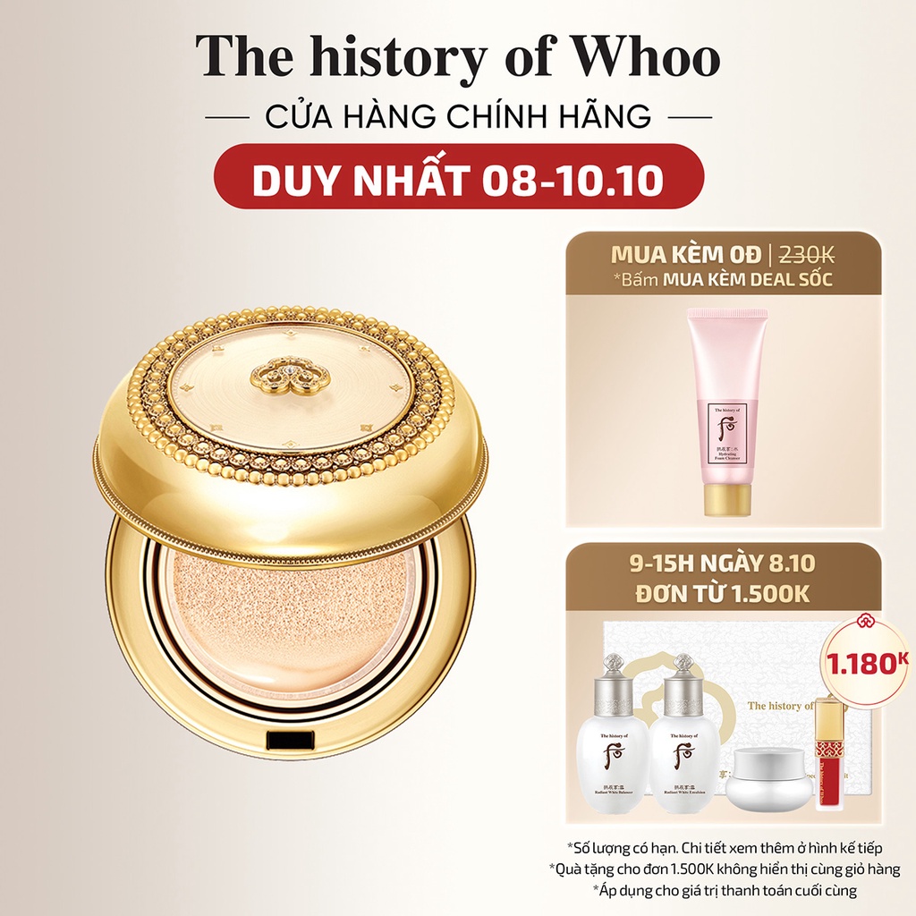 Phấn nước ngừa lão hóa Whoo Mi Luxury Golden Cushion Glow SPF50+/PA+++ 15g
