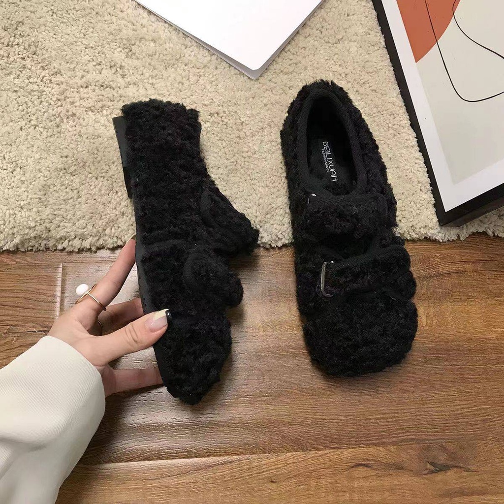 Giày Len Lông Cừu Đế Dày Phong Cách Hàn Quốc