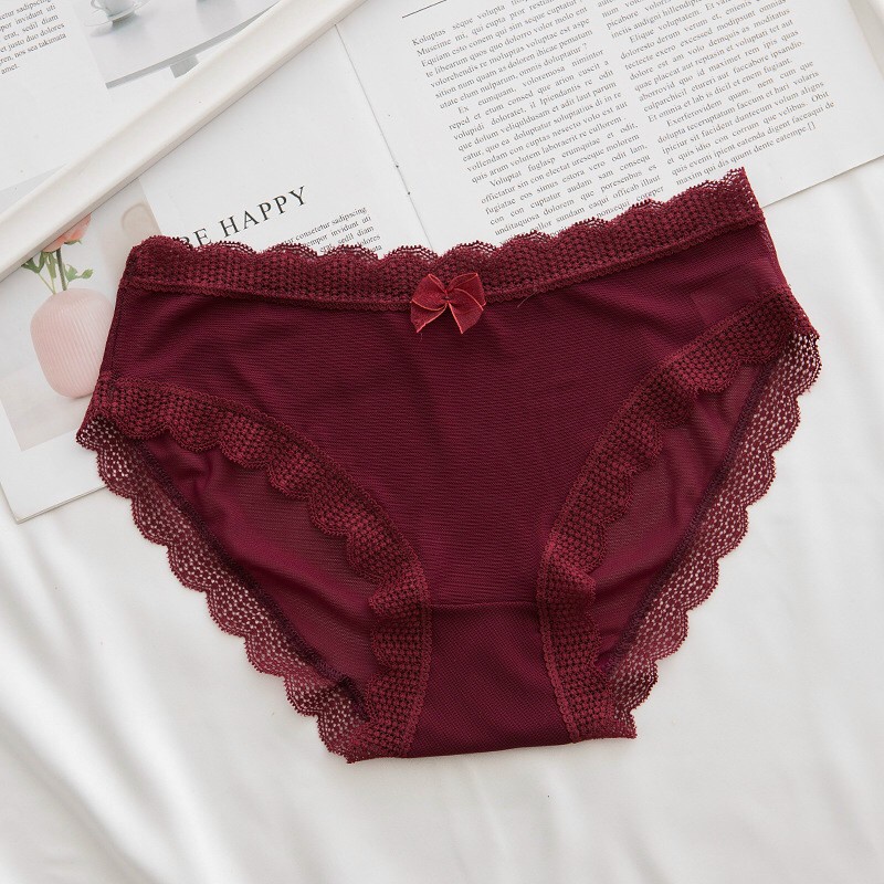 Quần lót nữ, quần ren nữ thông hơi, cạp viền nơ siêu xinh QR0238