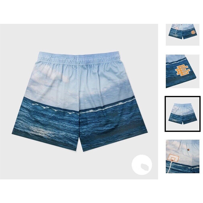 Eric Emanuel Quần Short Thể Thao Dài Đến Đầu Gối Phối Lưới Thoáng Khí Phong Cách Mới Cho Nam