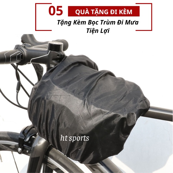 Túi treo sườn xe đạp, túi xe đạp thể thao cao cấp HT Sports có ngăn đựng điện thoại cảm ứng tặng kèm trùm bọc đi mưa