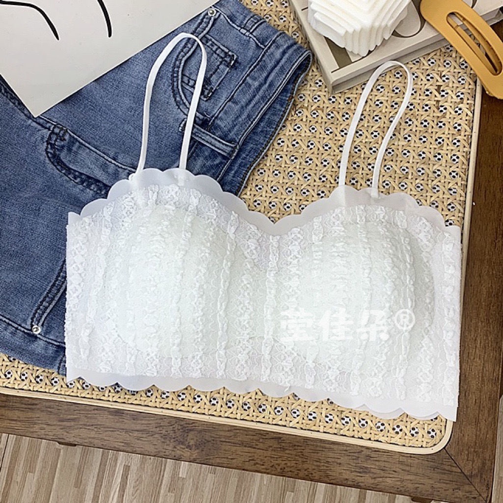 Áo Lót Lụa Phối Ren Hở Lưng Quyến Rũ Dành Cho Nữ