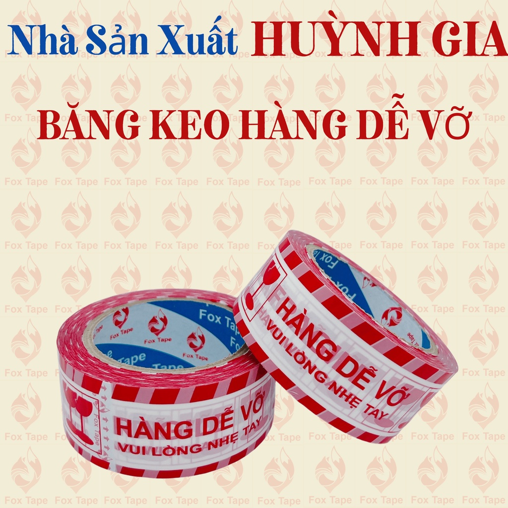 Combo 4 cây Băng Keo Hàng Dễ Vỡ 4 màu vàng đen, cam đen, lá đen, trắng đỏ đóng gói hàng hoá