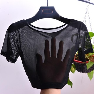 Áo lưới cropptop nữ tay cánh dơi thời trang
