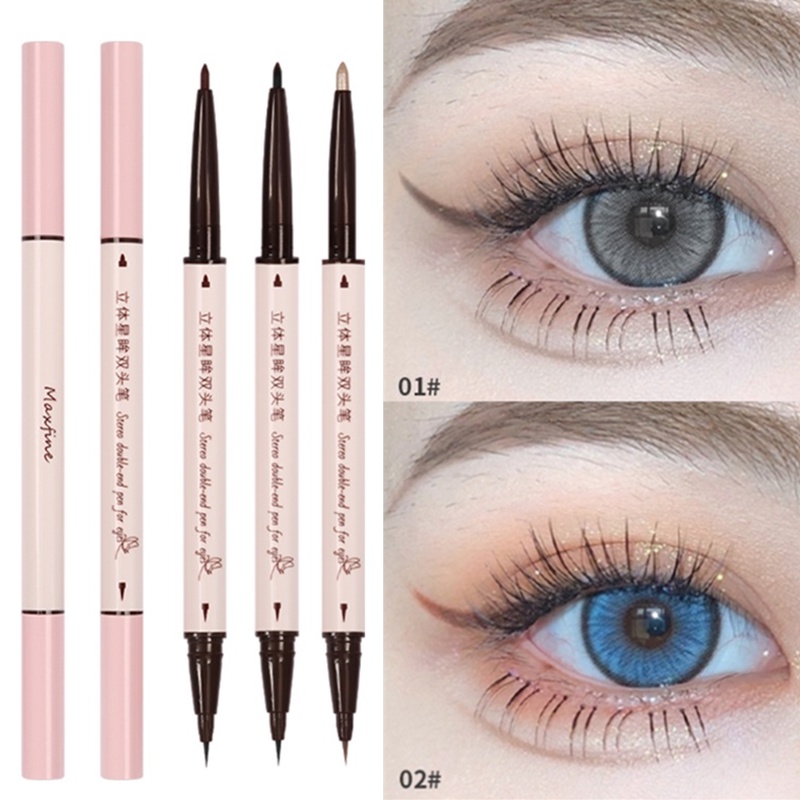 Bút Kẻ Mắt 2 Trong 1 Khô Nhanh Chống Nước Chống Mồ Hôi Lâu Trôi Không Nhòe