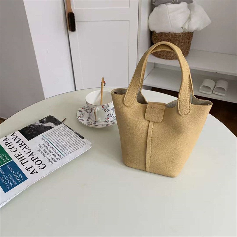 Ielgy Túi Xách Da Mềm Họa Tiết Vân Vải Phong Cách Hàn Quốc Cho Nữ