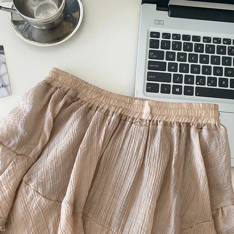 Set Áo Sơ Mi Tay Bèo + Chân Váy Màu Nâu Ngọt Ngào Thời Trang Mùa Hè Cho Nữ