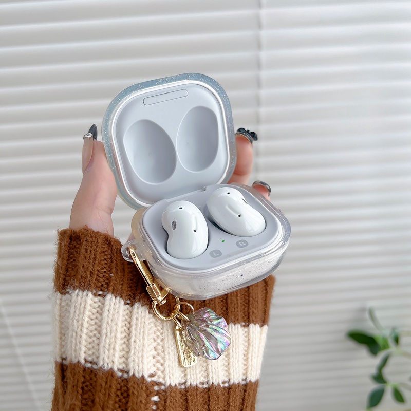 Vỏ bảo vệ hộp sạc tai nghe trong suốt lấp lánh kim tuyến hình bướm cho Samsung Galaxy Buds 2 / Buds Live / Buds FE / Buds2 Pro / Buds Pro