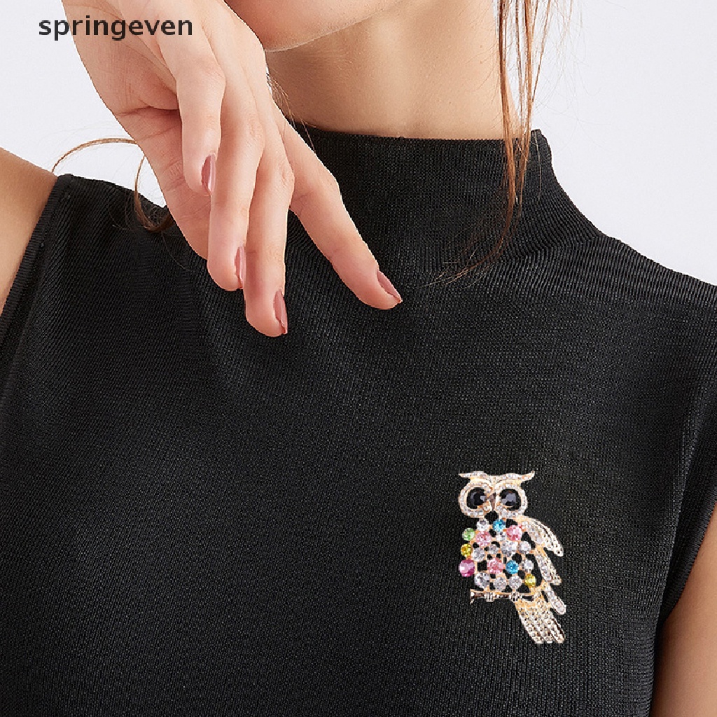 Ghim Cài Áo Hình Chim Cú Đính Đá Lấp Lánh Thanh Lịch