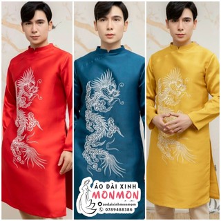 Áo dài cách tân nam THĂNG LONG chất liệu Tafta rồng thêu áo dài nam hiện đại kiểu dáng thanh lịch mạnh mẽ - AD20