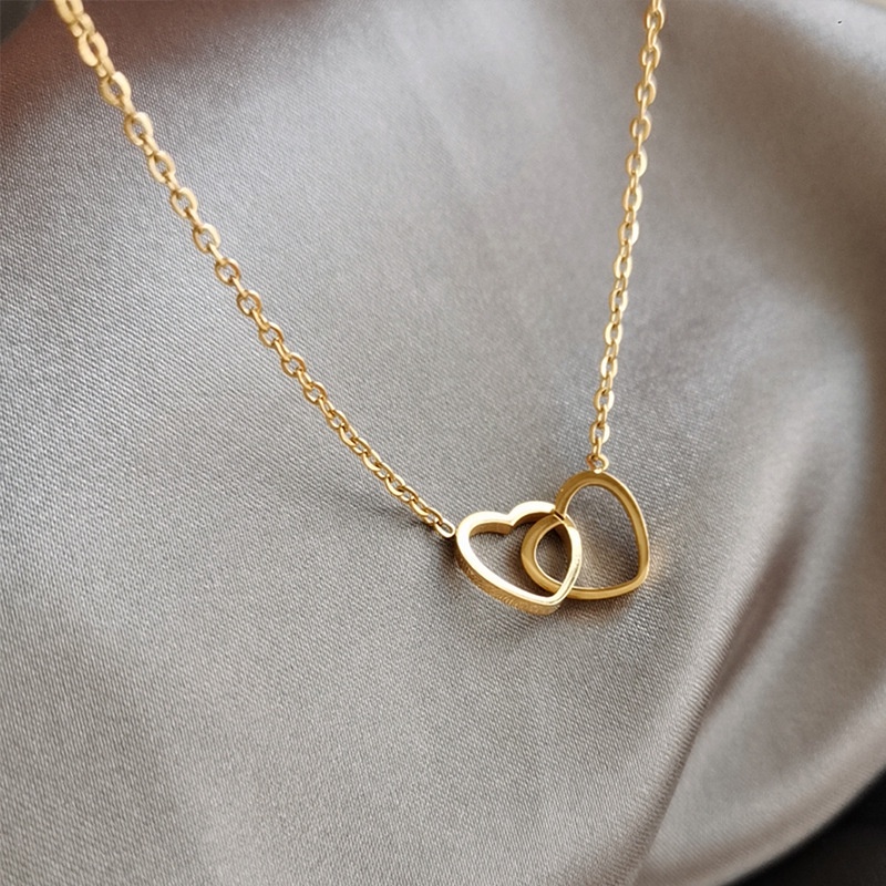Vòng Cổ Choker Hai Trái Tim Hình Học Tinh Tế Thời Trang Quà Tặng Sinh Nhật Cho Bạn Gái