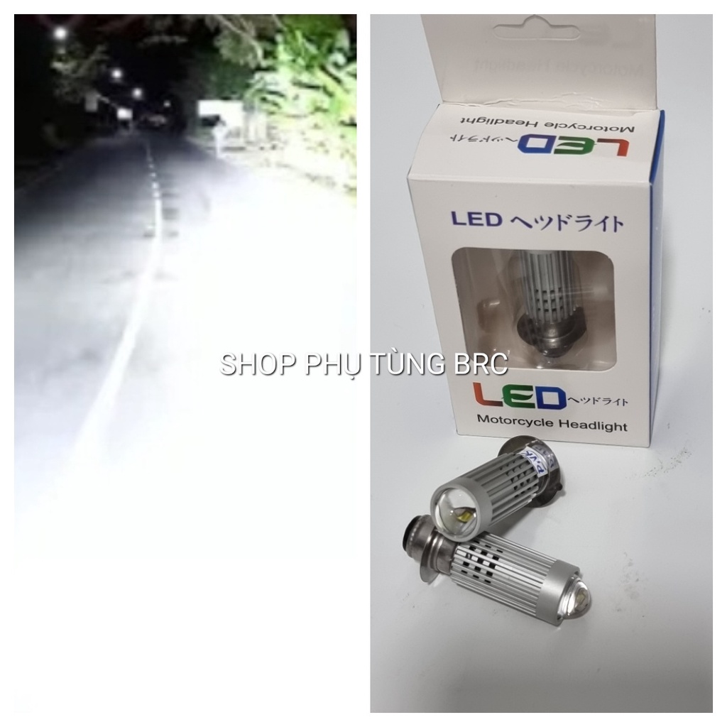 Đèn pha LED siêu sáng bi cầu TOYO 2 màu bóng 2 chân M5 lắp cho DREAM, WAVE nhỏ, CUB...