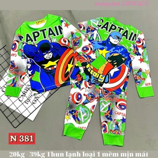 20kg đến 40kg Đồ bộ dài tay thun lạnh cho bé trai size đại, Bộ quần áo thu đông bé trai in 3D siêu nhân, xe, khủng long