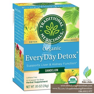 Trà Hữu Cơ Traditional Medicinals Everyday Detox Dandelion, Giải Độc Hàng Ngày, từ Cây Bồ Công Anh