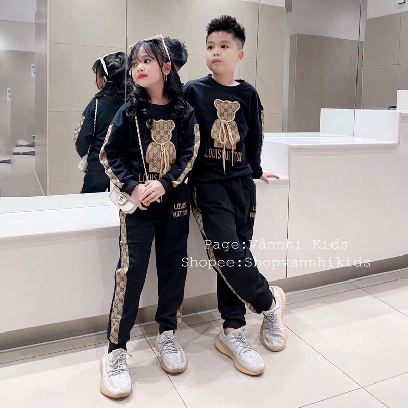 Bộ Gấu Thu Đong GC Cho Bé Trai Và Gái Size 16kg-42kg