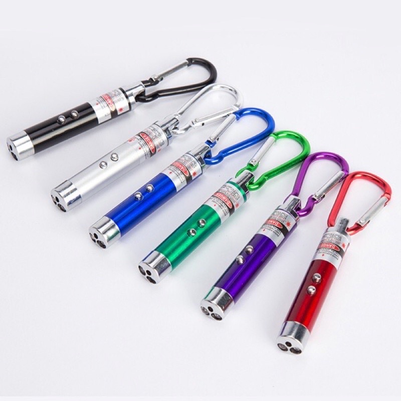 Móc khóa đèn pin laser - Đèn pin laze, 3 chế độ sáng trắng, sáng xanh và tia laser