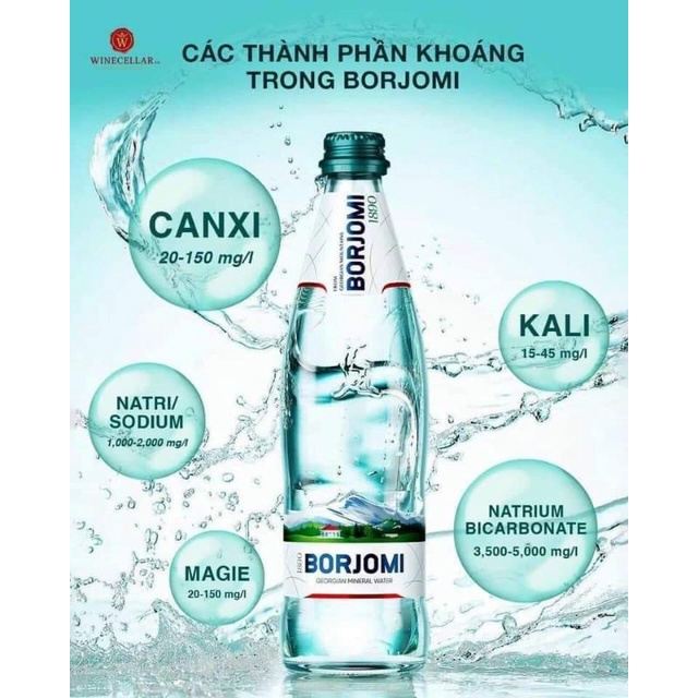 Nước khoáng Borjomi chai thủy tinh 500ml- Thùng 12 chai nhập khẩu Georgia