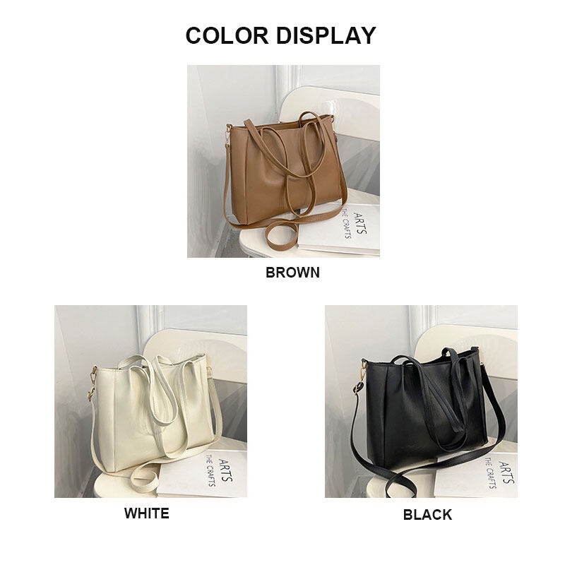 Mischa Túi Đeo Vai Hình Vuông Cỡ Lớn Chất Liệu Da PU Màu Trơn Phong Cách Cổ Điển Thời Trang Cho Học Sinh