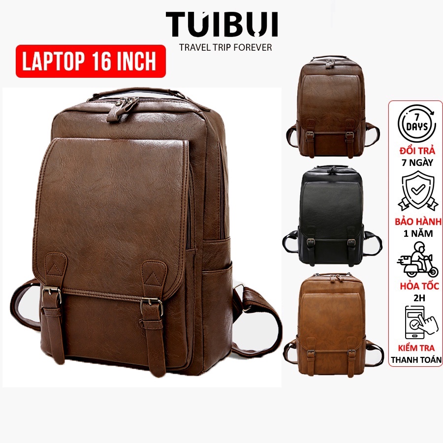 Balo cao cấp nam nữ unisex Túi Bụi thời trang đi học, du lịch, chất liệu da Pu, ngăn để laptop máy tính 15,6 inch.