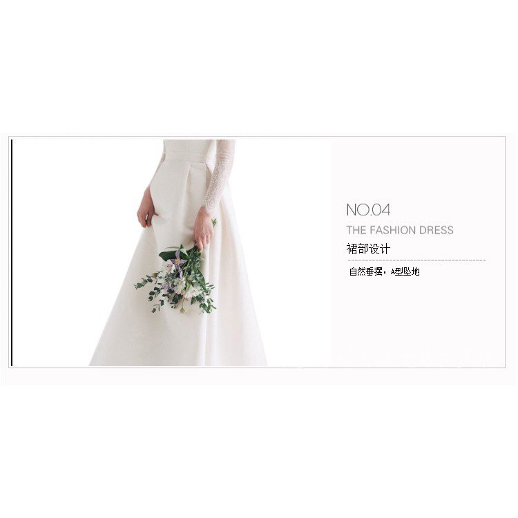 Đầm Cưới Vải Satin Phối Ren Tay Dài Phong Cách Mới 2022