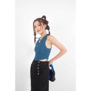 Áo croptop cổ tròn vạt bầu | Hara Top | Secodee