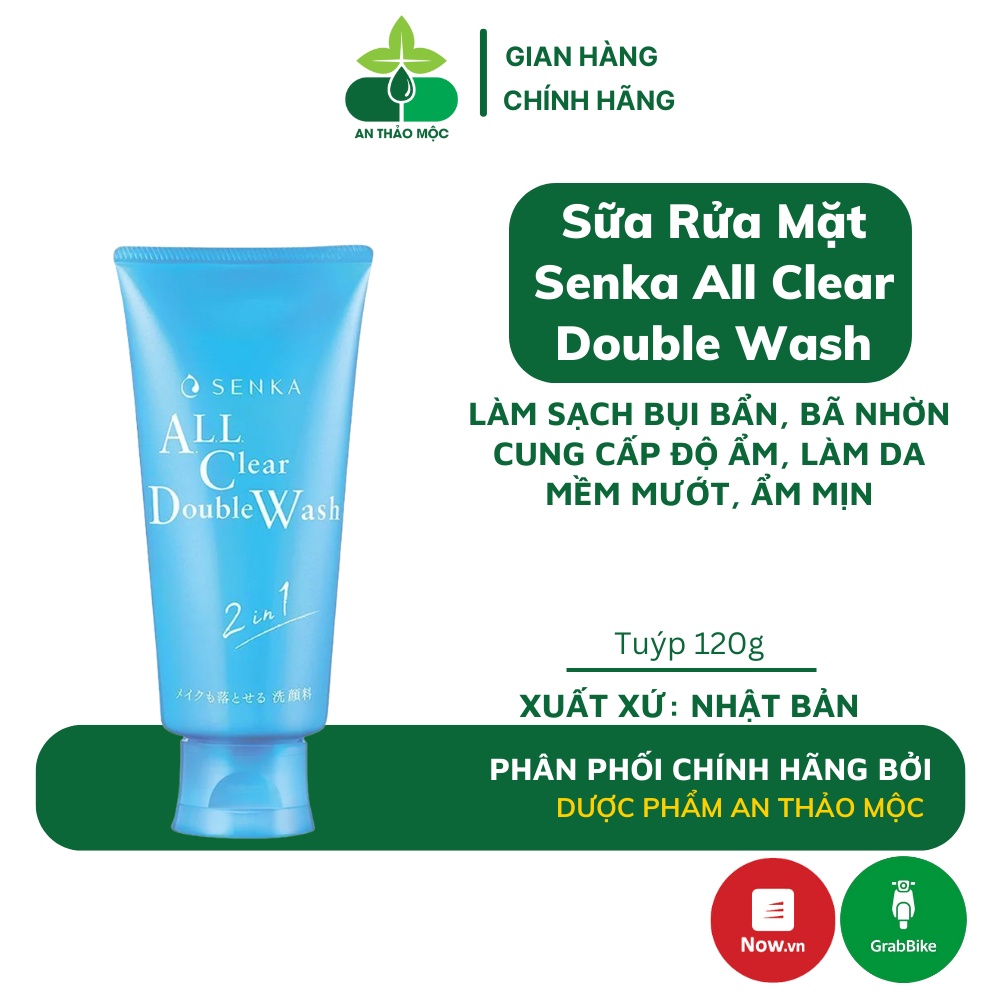 Sữa rửa mặt tẩy trang Senka All Clear Double Wash giúp làm sạch sâu dịu nhẹ không khô da 120g 71805