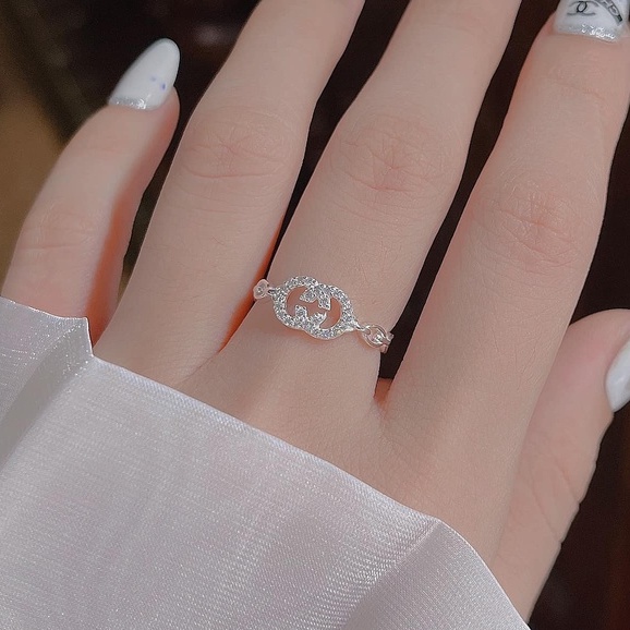 Nhẫn nữ bạc ta đính đá sáng bóng tặng kèm hộp đựng
