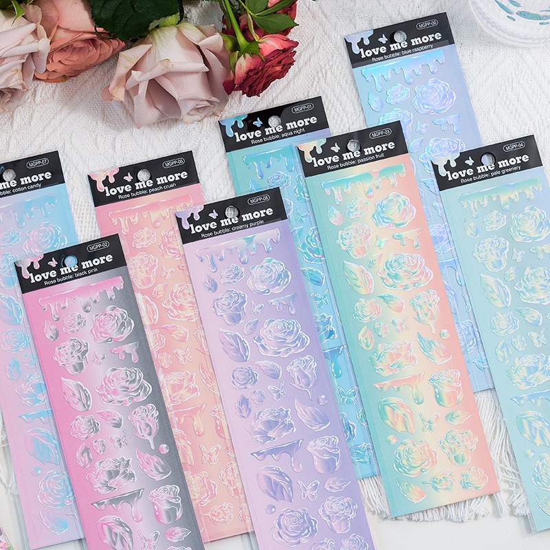 miếng dán sticker trang trí toploader, sổ, thiệp hoa 3D