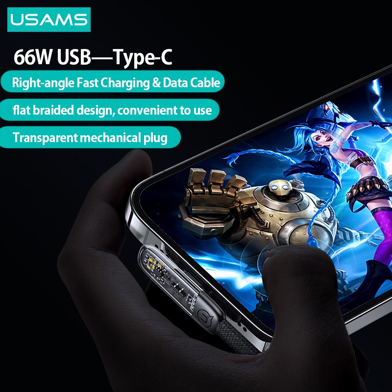Usams Dây Cáp Sạc Nhanh Trong Suốt Dành Cho PD 6A 66W USB Sang Type C