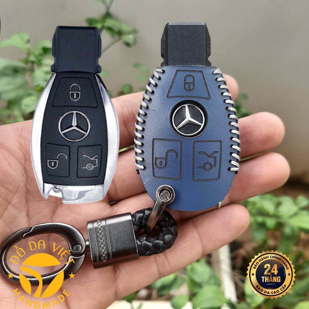 Bao da chìa khoá Mercedes C class, E class, GLK, GLC, ML ... chìa mec bằng da bò, bảo hành 24 tháng, nhiều mầu