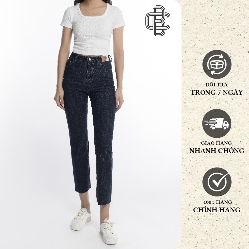Quần jean ống đứng - Quần bò nữ màu chì đơn giản dễ phối đồ - La’coba