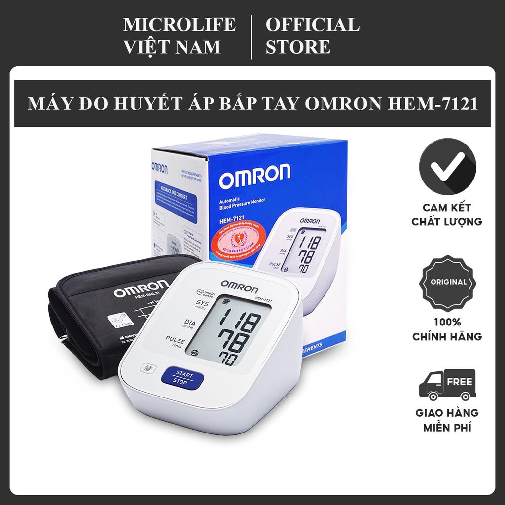 Máy Đo Huyết Áp Tự Động Omron Hem-7121 | Công nghệ IntelliSense Nhật Bản - Bảo Hành 5 Năm