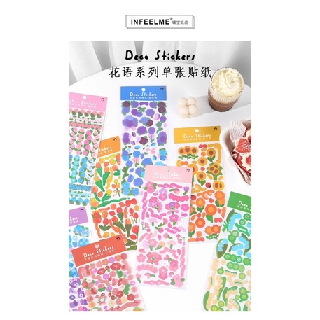 Sticker hoa lá trang trí giá rẻ hologram xinh xắn