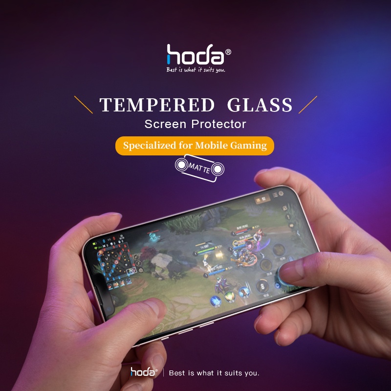 Dán cường lực HODA dành cho iPhone 15 Pro Max /14 Pro Max 2in1 Chống nhìn trộm + Chống vân tay Kèm Khung Dán Lấy Bụi